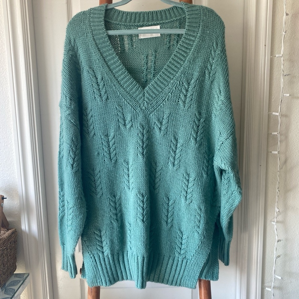 Teal cable knit sweater